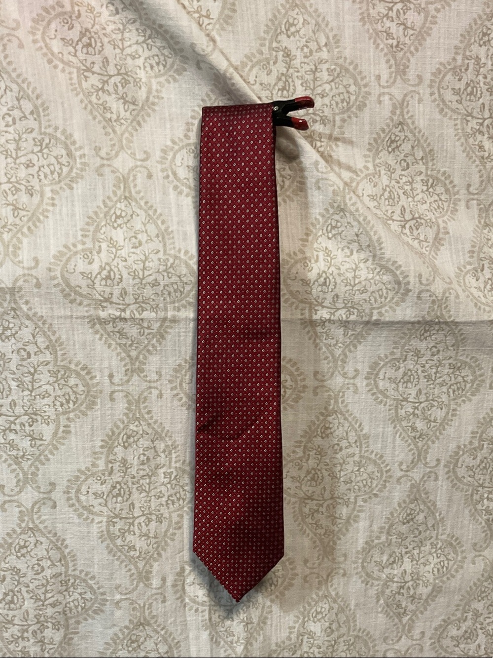 Tommy Hilfiger Burgundy Microdot Silk Tie